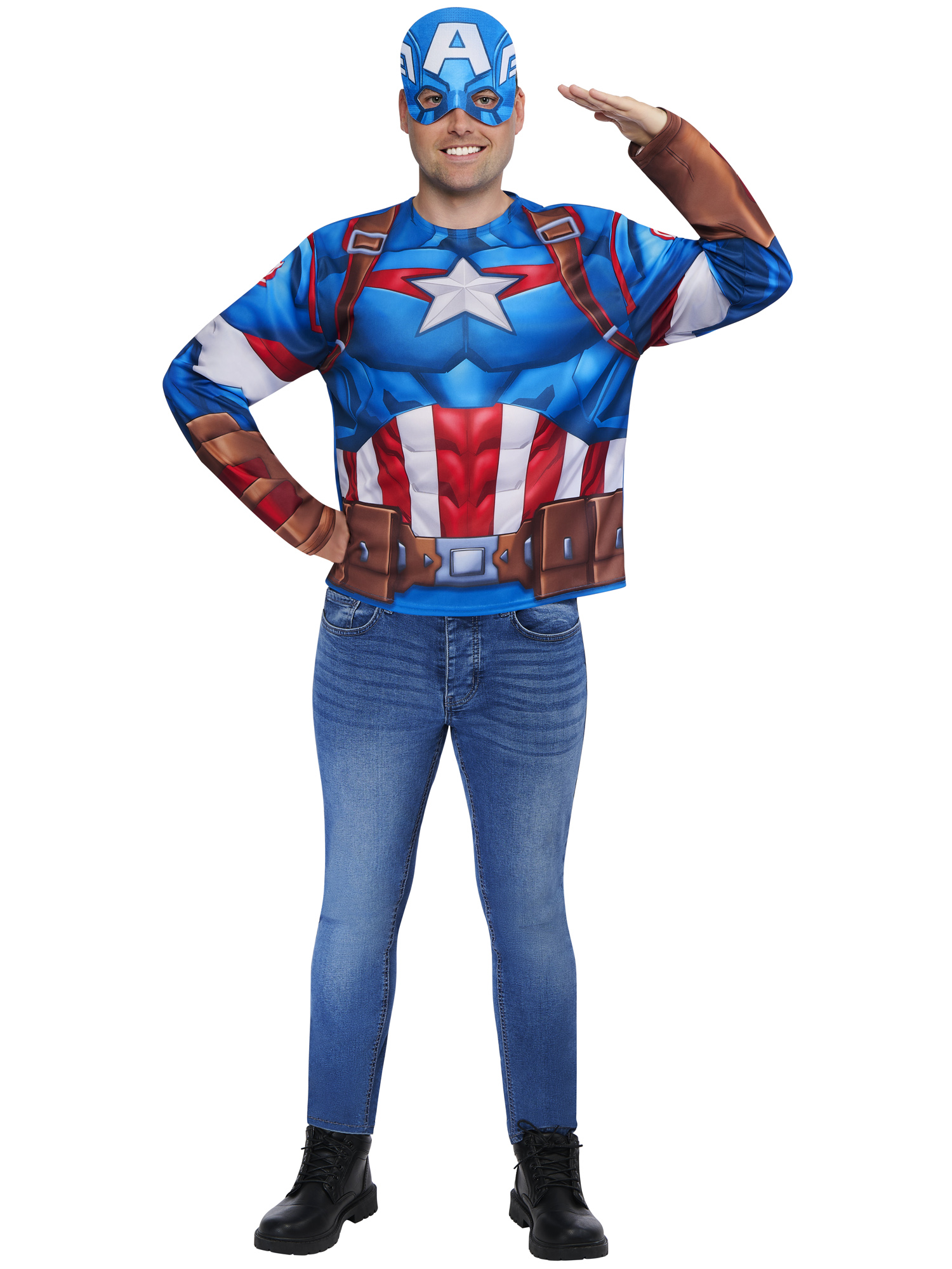 Kit de déguisement top et masque adulte Captain America - Taille unique M/L – Image 5