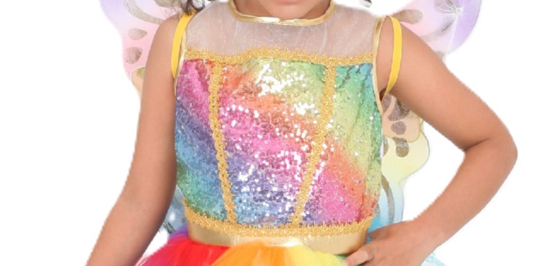 Déguisement robe de fée arc-en-ciel avec ailes 5-7 ans – Image 3