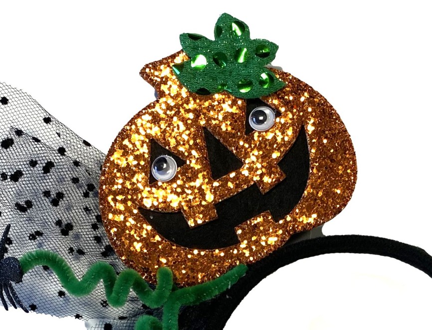 Serre-tête adulte citrouille à paillettes – Image 3