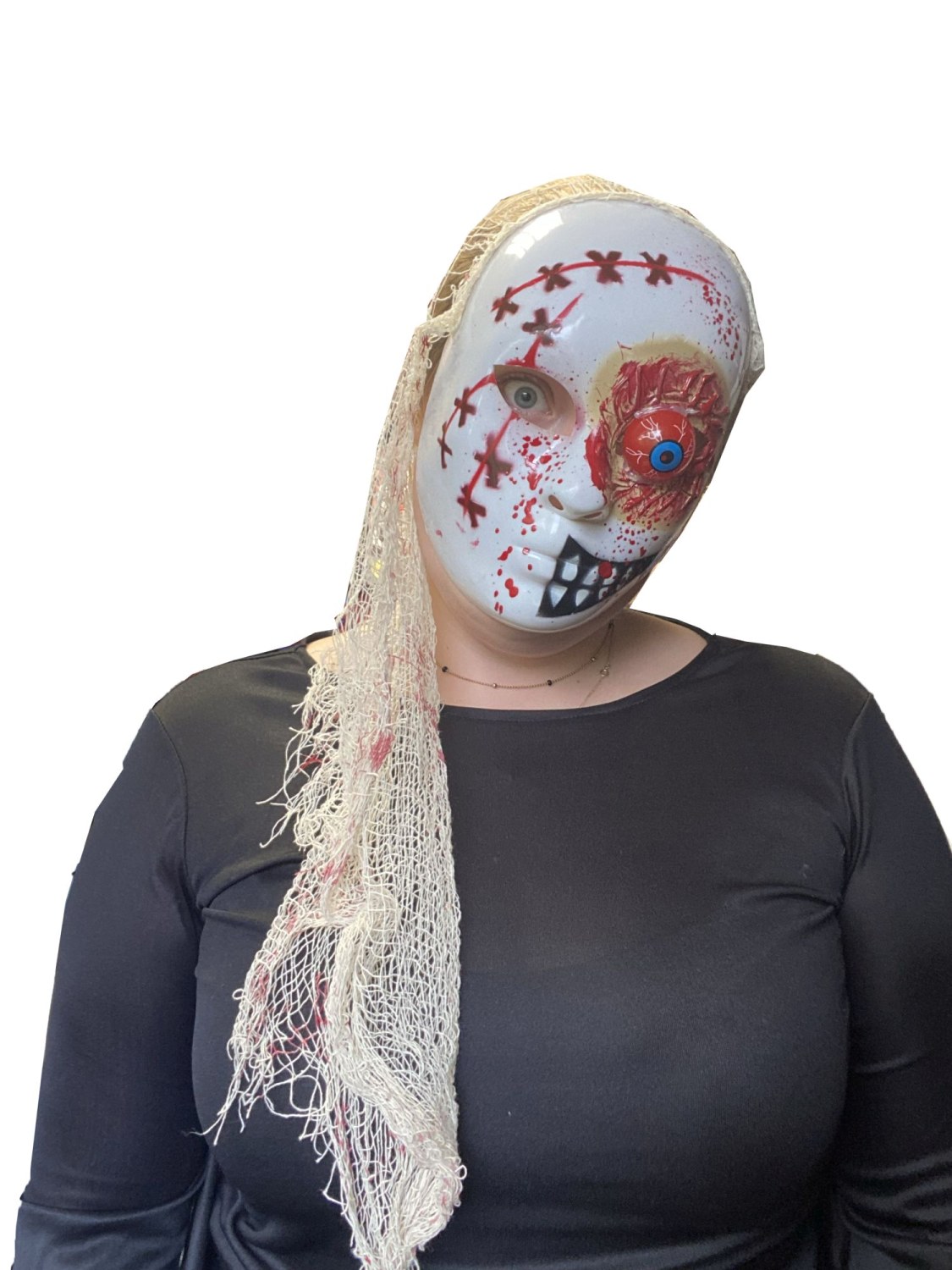 Masque adulte Zombie ensanglanté avec cheveux – Image 3