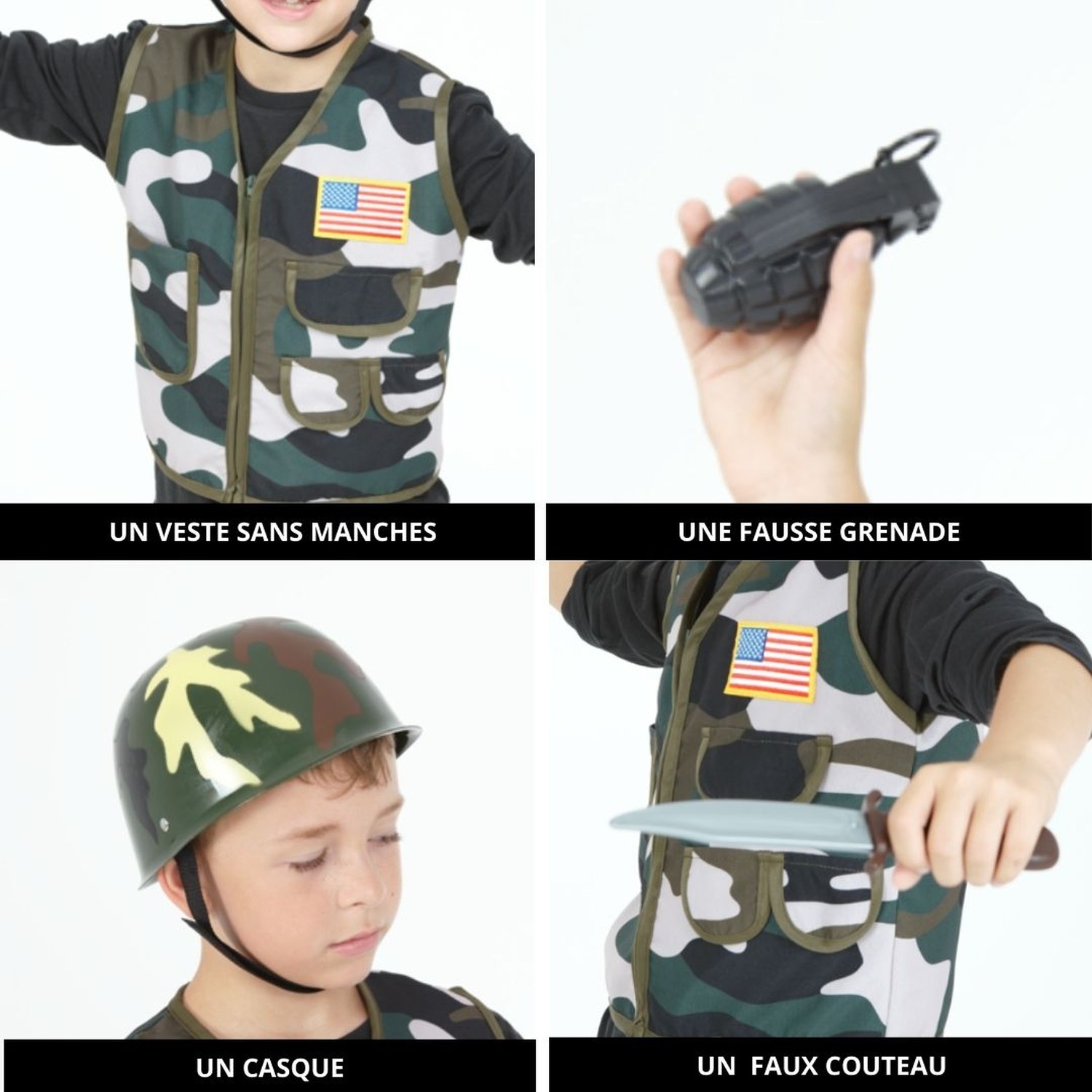 Kit de déguisement top et accessoires Militaire  (5-8ans) – Image 3
