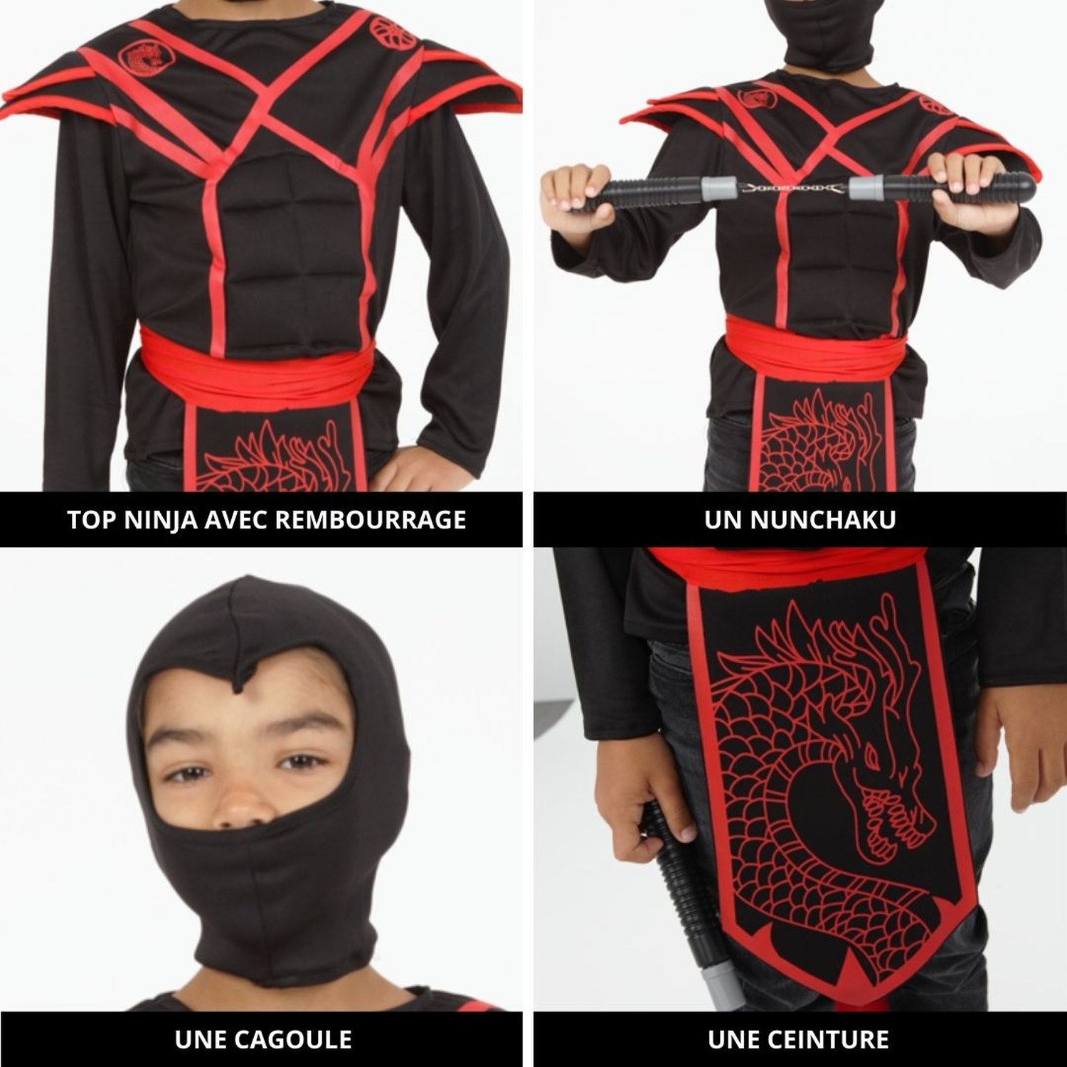 Kit de déguisement top et accessoires Ninja (5-8 ans) – Image 3