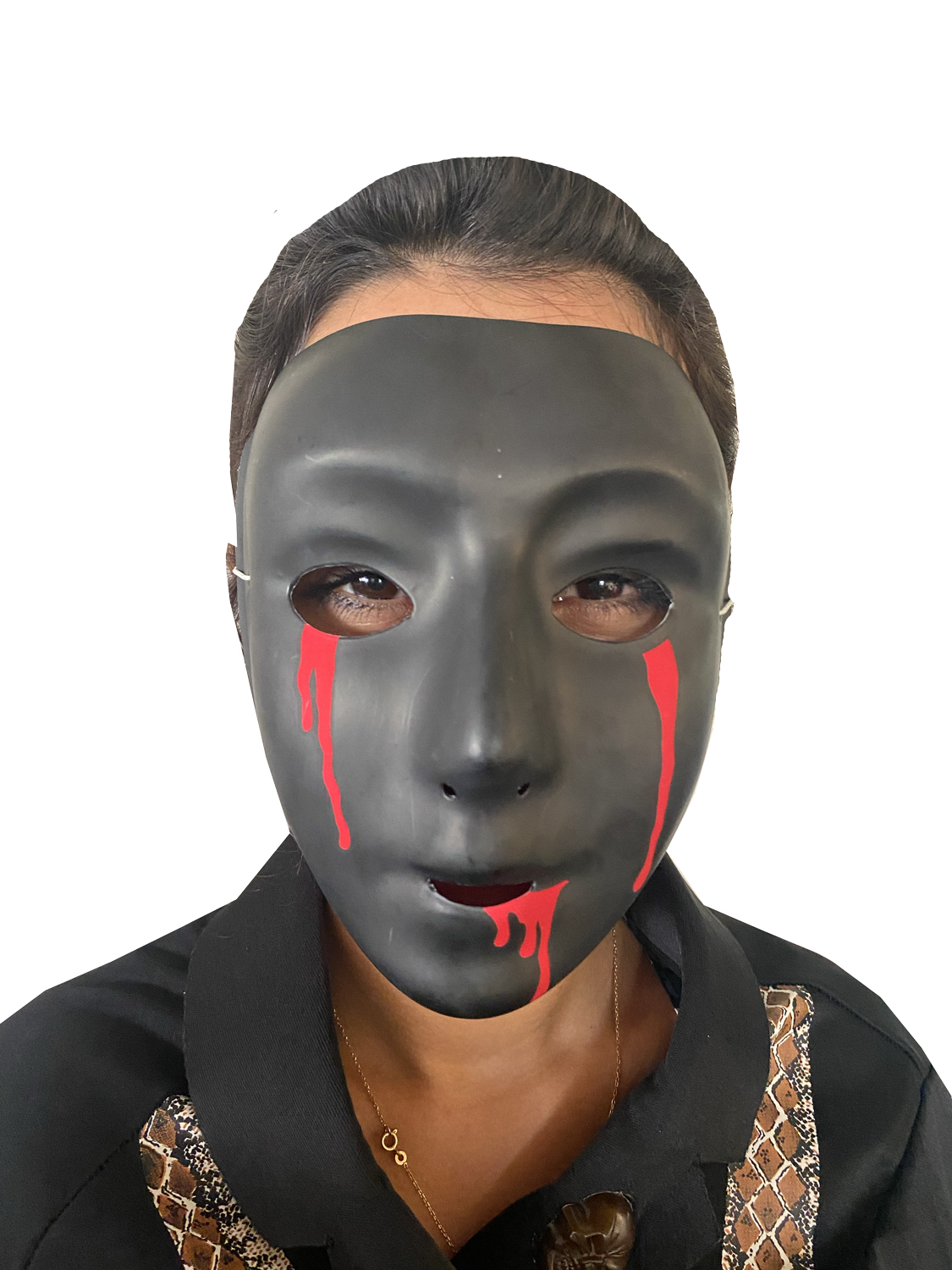 Masque noir avec larmes de sang design homme – Image 4