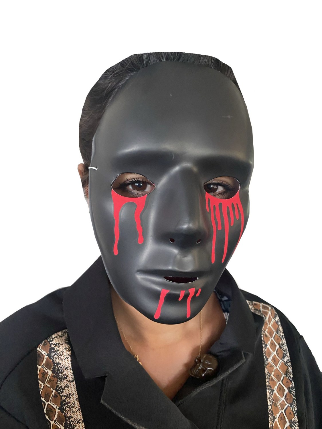 Masque noir avec larmes de sang design femme – Image 3